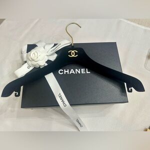 COPY - Authentic Chanel Clothes Hanger in  Black Velvet with Gold Metal Logo Sl…